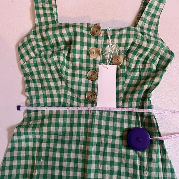 New Lush Dress Women's XS Mini Gingham Linen Blend Sundress Ruffle A-line Summer - Picture 9 of 13